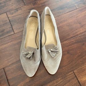 Vince Camuto Taupe Rizell Suede Wing Tip Loafers
